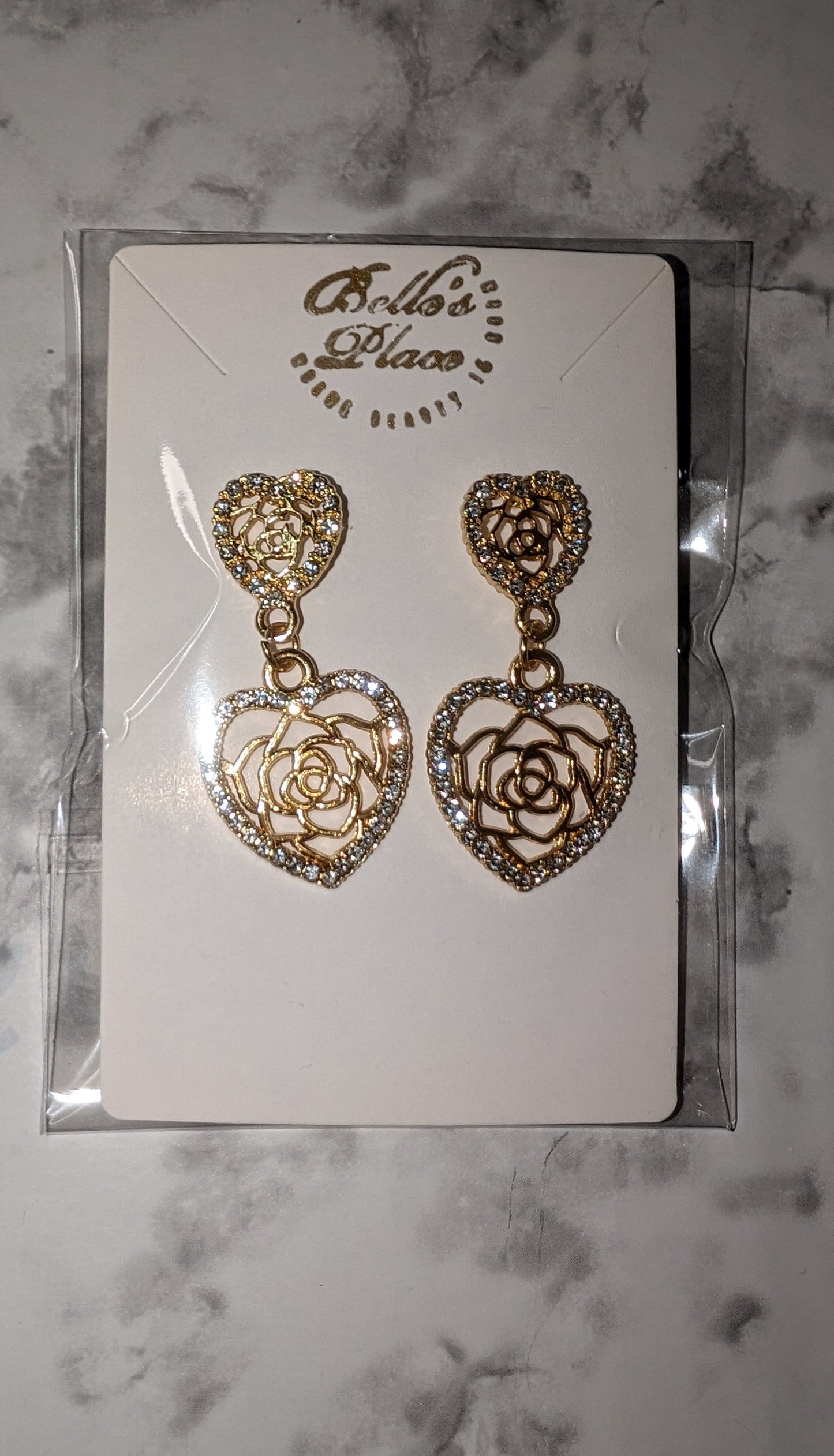 Heart/Floral Earrings - Gold